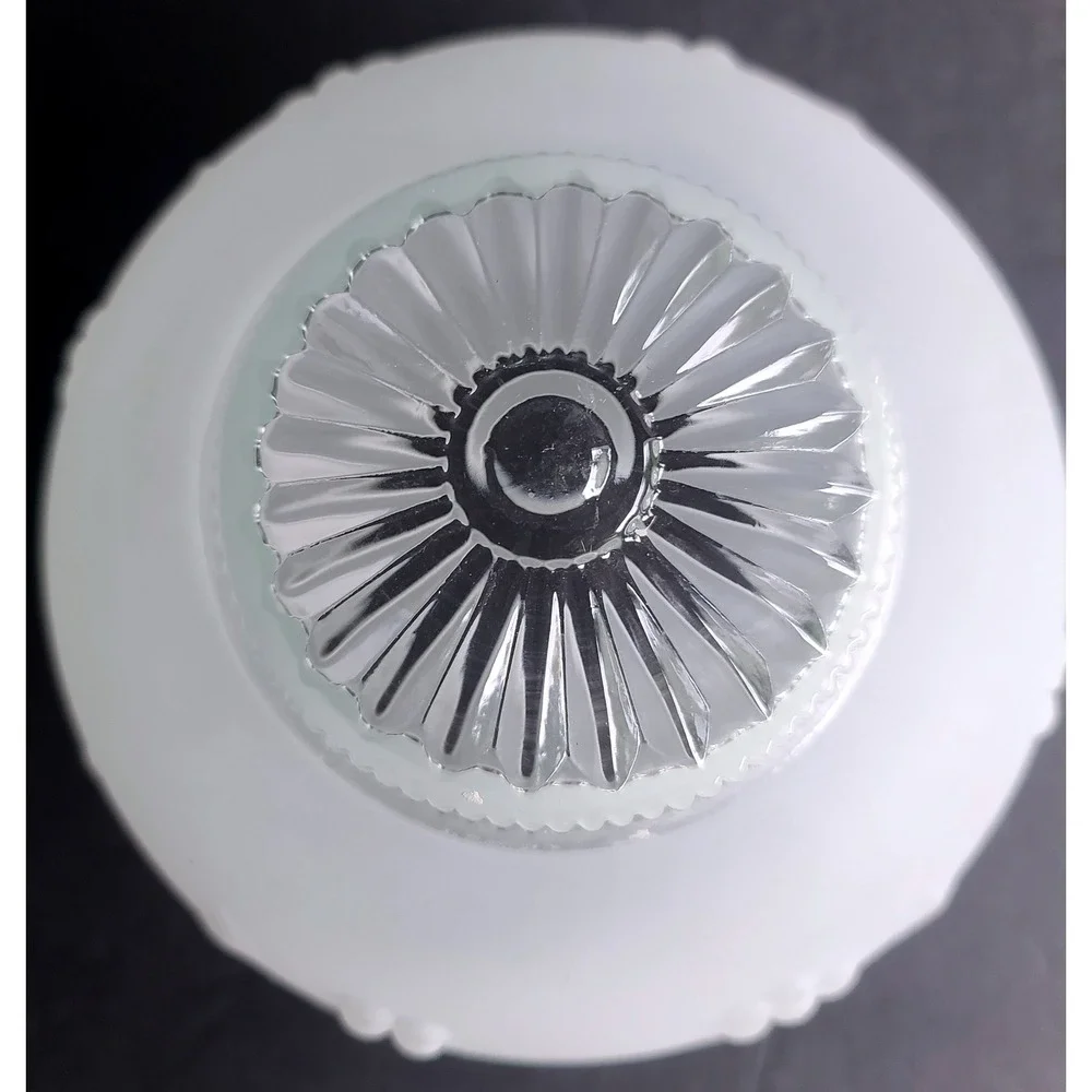 Vintage Frosted White Glass Lamp Globe Shade Embossed Floral & Vine Sunburst Top